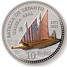 Espanha 10€ "450 ANIV. Batalha Lepanto" Prata Proof 2021